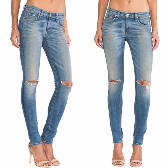 rag & bone Denim - Rag+Bone Distressed Denim Skinny Jeans